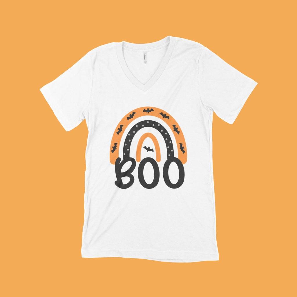 Halloween Boo Unisex Jersey V-Neck T-Shirt Color : White|Black Halloween Boo Unisex Jersey V-Neck T-Shirt Color : White|Black
