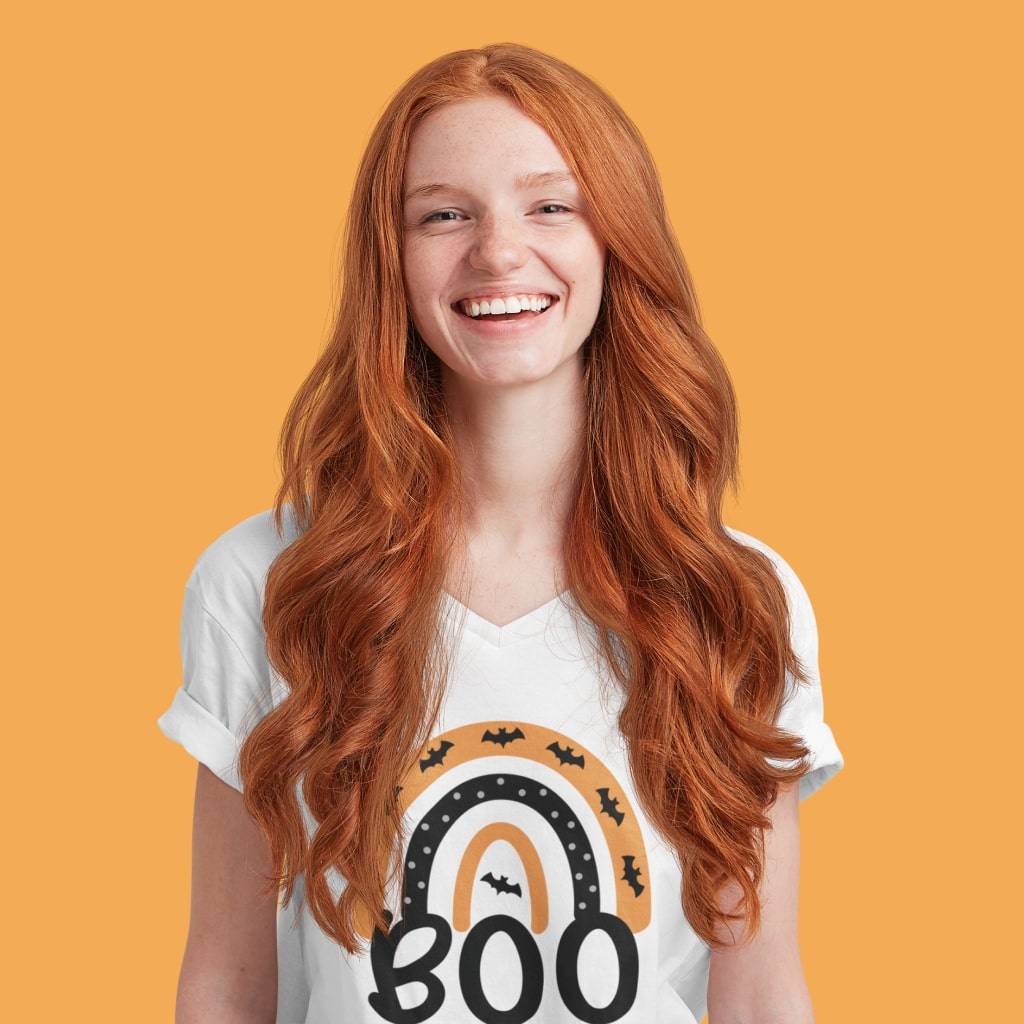 Halloween Boo Unisex Jersey V-Neck T-Shirt Color : White|Black Halloween Boo Unisex Jersey V-Neck T-Shirt Color : White|Black