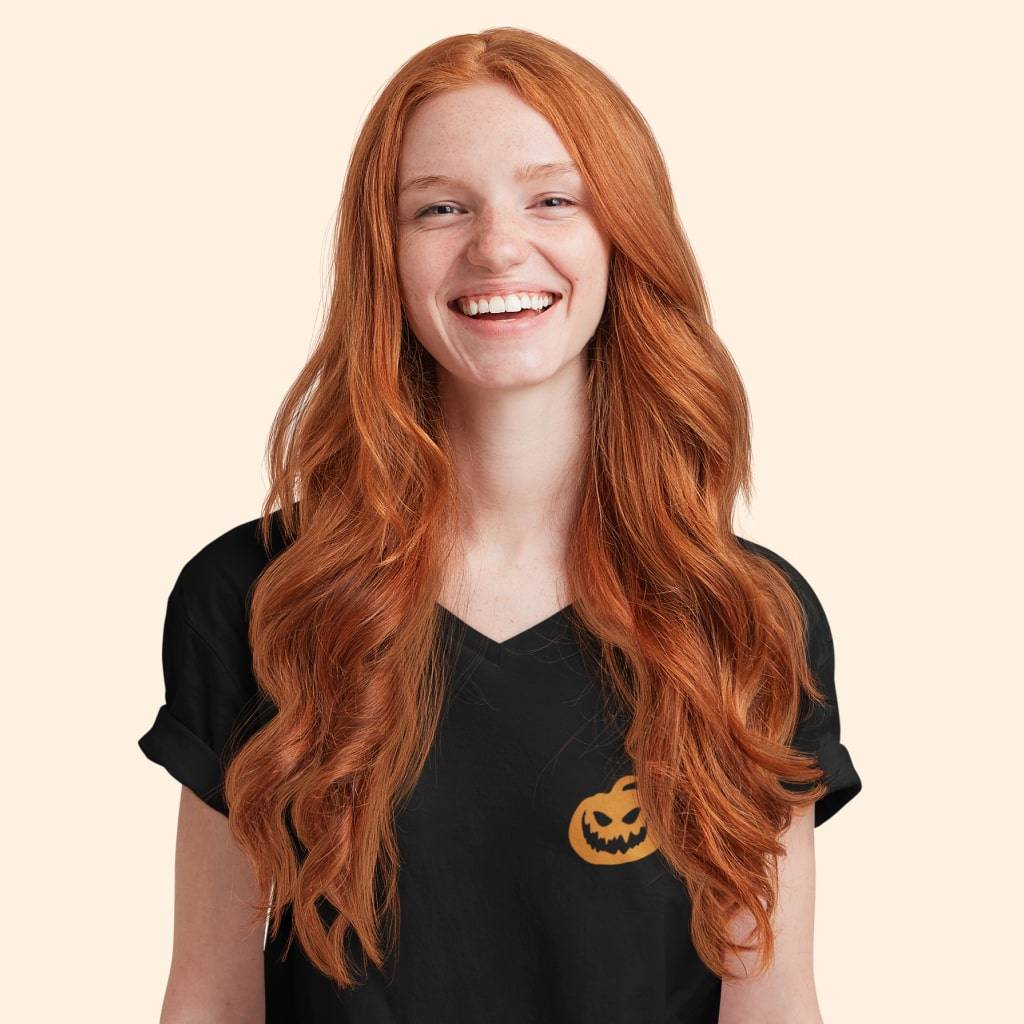 Halloween Pumpkin Unisex Jersey V-Neck T-Shirt Color : White|Black Halloween Pumpkin Unisex Jersey V-Neck T-Shirt Color : White|Black