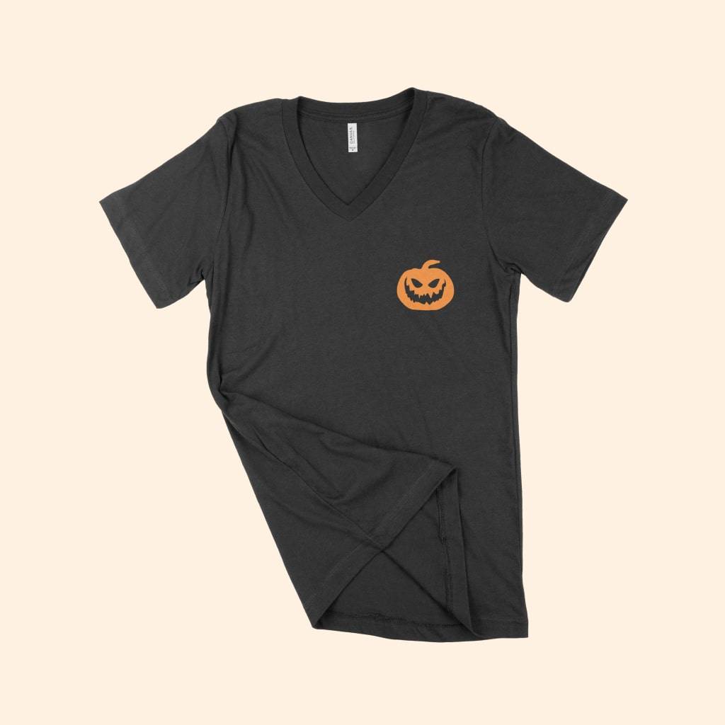Halloween Pumpkin Unisex Jersey V-Neck T-Shirt Color : White|Black Halloween Pumpkin Unisex Jersey V-Neck T-Shirt Color : White|Black
