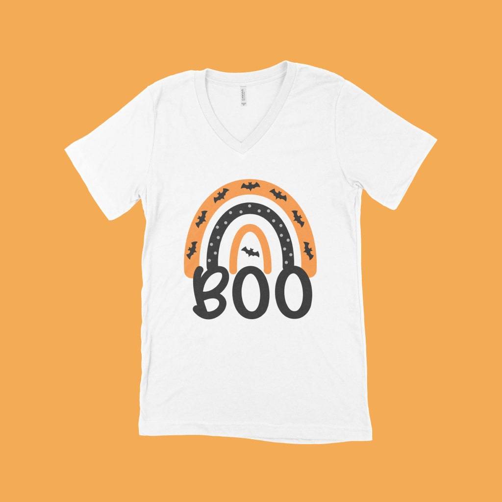 Halloween Boo Unisex Jersey V-Neck T-Shirt Color : White|Black Halloween Boo Unisex Jersey V-Neck T-Shirt Color : White|Black