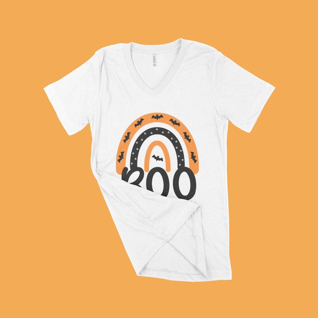 Halloween Boo Unisex Jersey V-Neck T-Shirt Color : White|Black Halloween Boo Unisex Jersey V-Neck T-Shirt Color : White|Black