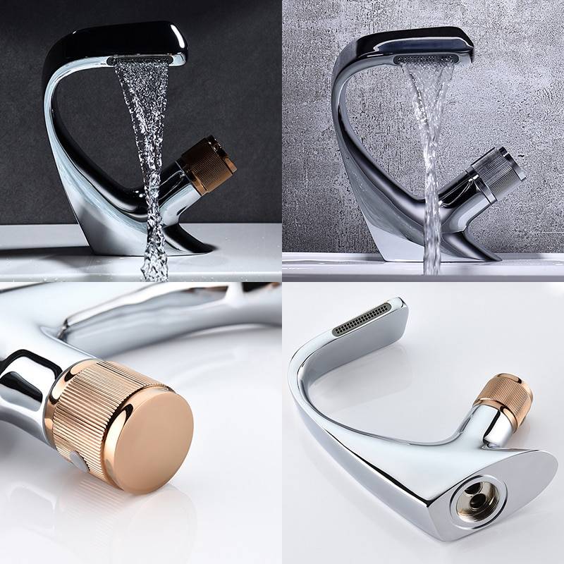 Bent Modern Style Bathroom Faucet Home & Kitchen Color : Black / Rose Gold|Black|Chrome / Rose Gold|Chrome|Gold|White / Rose Gold|White / Chrome 