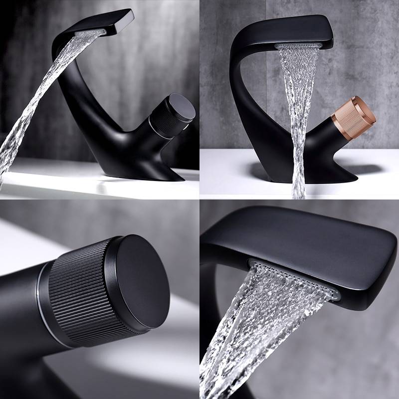 Bent Modern Style Bathroom Faucet Home & Kitchen Color : Black / Rose Gold|Black|Chrome / Rose Gold|Chrome|Gold|White / Rose Gold|White / Chrome 