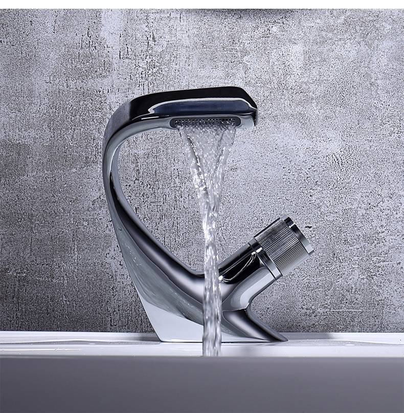 Bent Modern Style Bathroom Faucet Home & Kitchen Color : Black / Rose Gold|Black|Chrome / Rose Gold|Chrome|Gold|White / Rose Gold|White / Chrome 